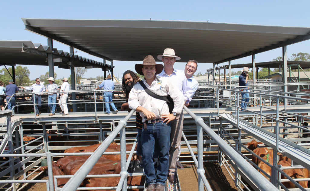 Luther Cora, Duncan Brown, Tim Mander and Ross Grierson were at the Emerald Saleyards as the cattle from the Stock Up for Hope charity drove were sold. Luther Cora, Duncan Brown, Tim Mander and Ross Grierson were at the Emerald Saleyards as the cattle from the Stock Up for Hope charity drove were sold.
